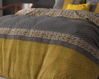 Dekbedovertrek micropercal katoen mix Altor goud en antraciet gestreept 200 x 220 cm, met 2 kussenslopen