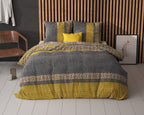 Dekbedovertrek micropercal katoen Altor goud en antraciet 240 x 220 cm, met 2 kussenslopen 60 x 70 cm