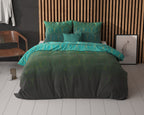 Dekbedovertrek katoen polyester Bowen groen met grafisch goudkleurig patroon 240 x 220 cm, met 2 kussenslopen