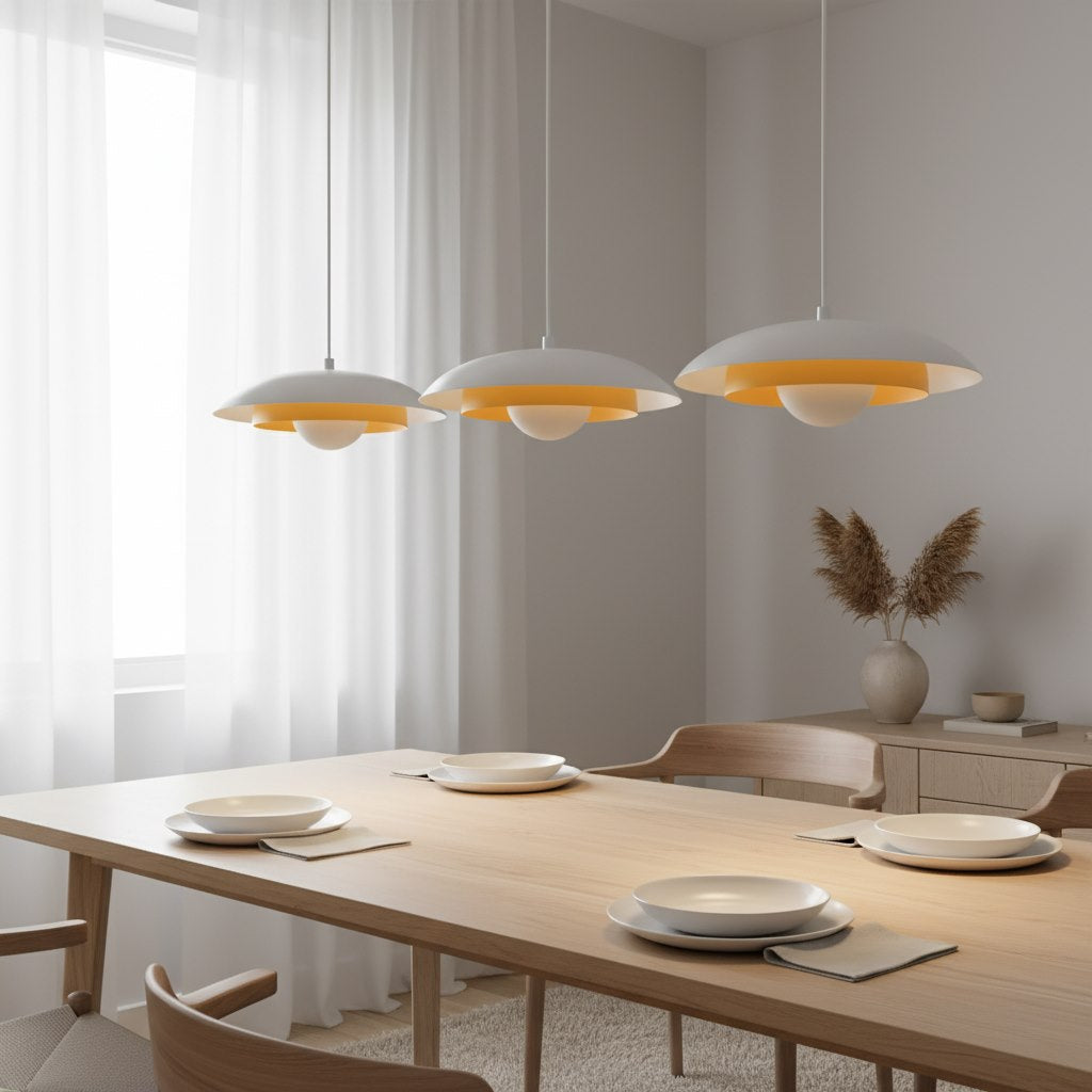 Hanglamp gepoedercoat staal Skin Scandinavisch wit 95 x 30 x 120 cm, 3x G9, verstelbare hoogte, eettafel