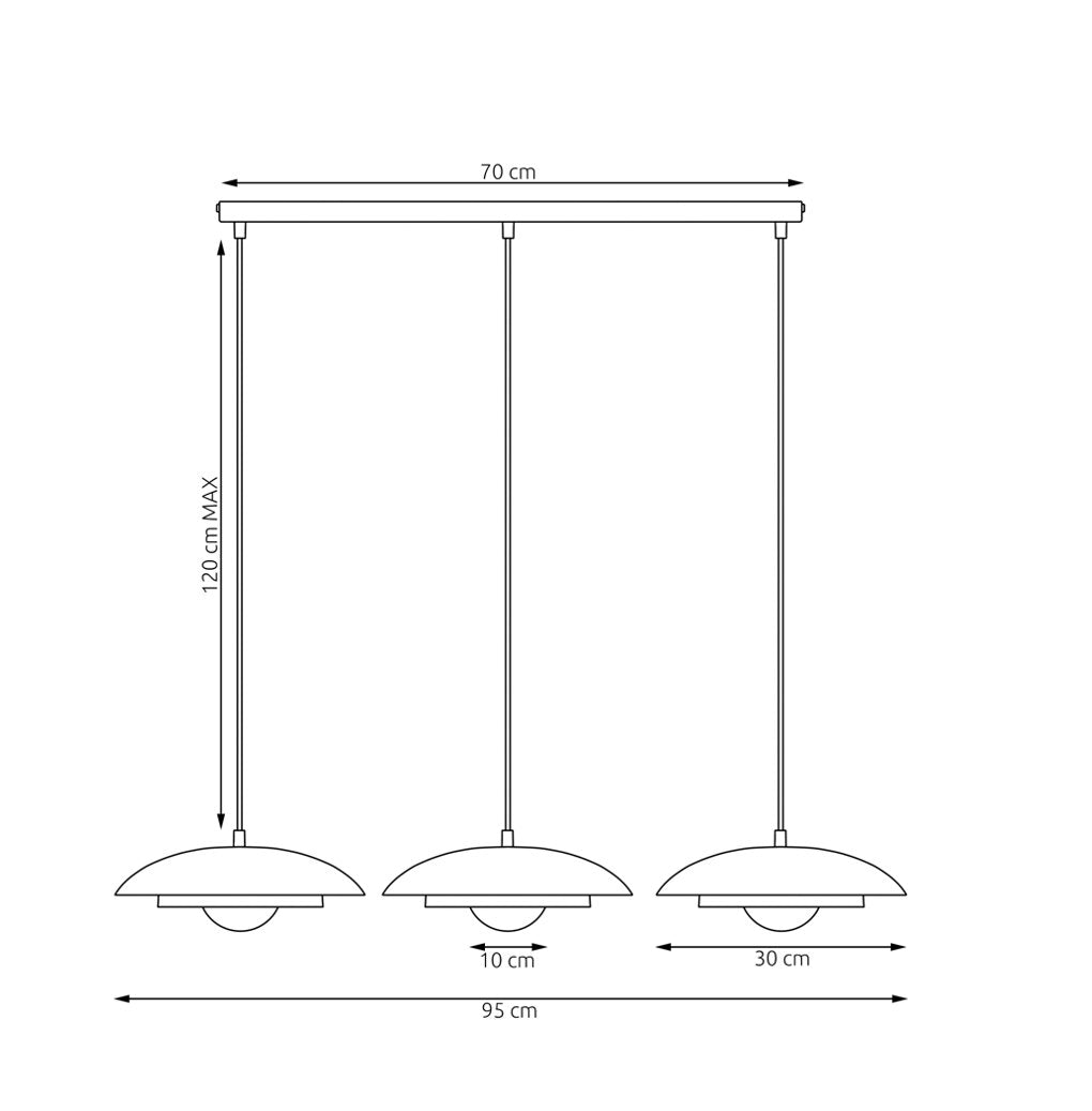 Hanglamp gepoedercoat staal Skin Scandinavisch wit 95 x 30 x 120 cm, 3x G9, verstelbare hoogte, eettafel