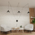 Hanglamp gepoedercoat staal Abramo Scandinavisch zwart, 3 fittingen E27, in hoogte verstelbaar