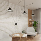 Hanglamp gepoedercoat staal Abramo Scandinavisch zwart, 3 fittingen E27, in hoogte verstelbaar