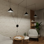 Hanglamp gepoedercoat staal Abramo Scandinavisch zwart, 3 fittingen E27, in hoogte verstelbaar