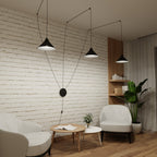 Hanglamp gepoedercoat staal Abramo Scandinavisch zwart, 3 fittingen E27, in hoogte verstelbaar