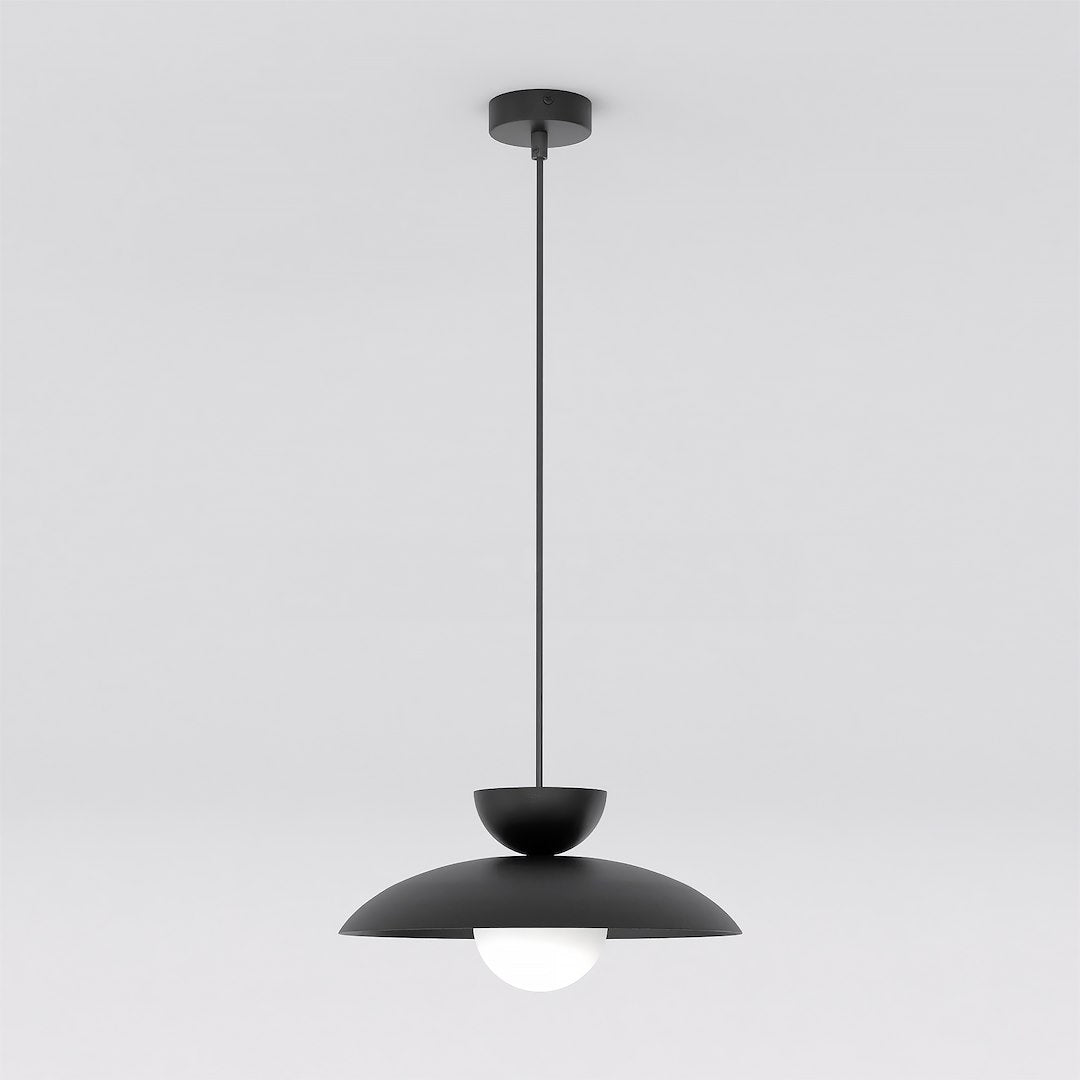 Hanglamp gepoedercoat staal en glas Mulan, zwart, 1 lamp, G9, Ø 10 cm kap, eettafel en kookeiland