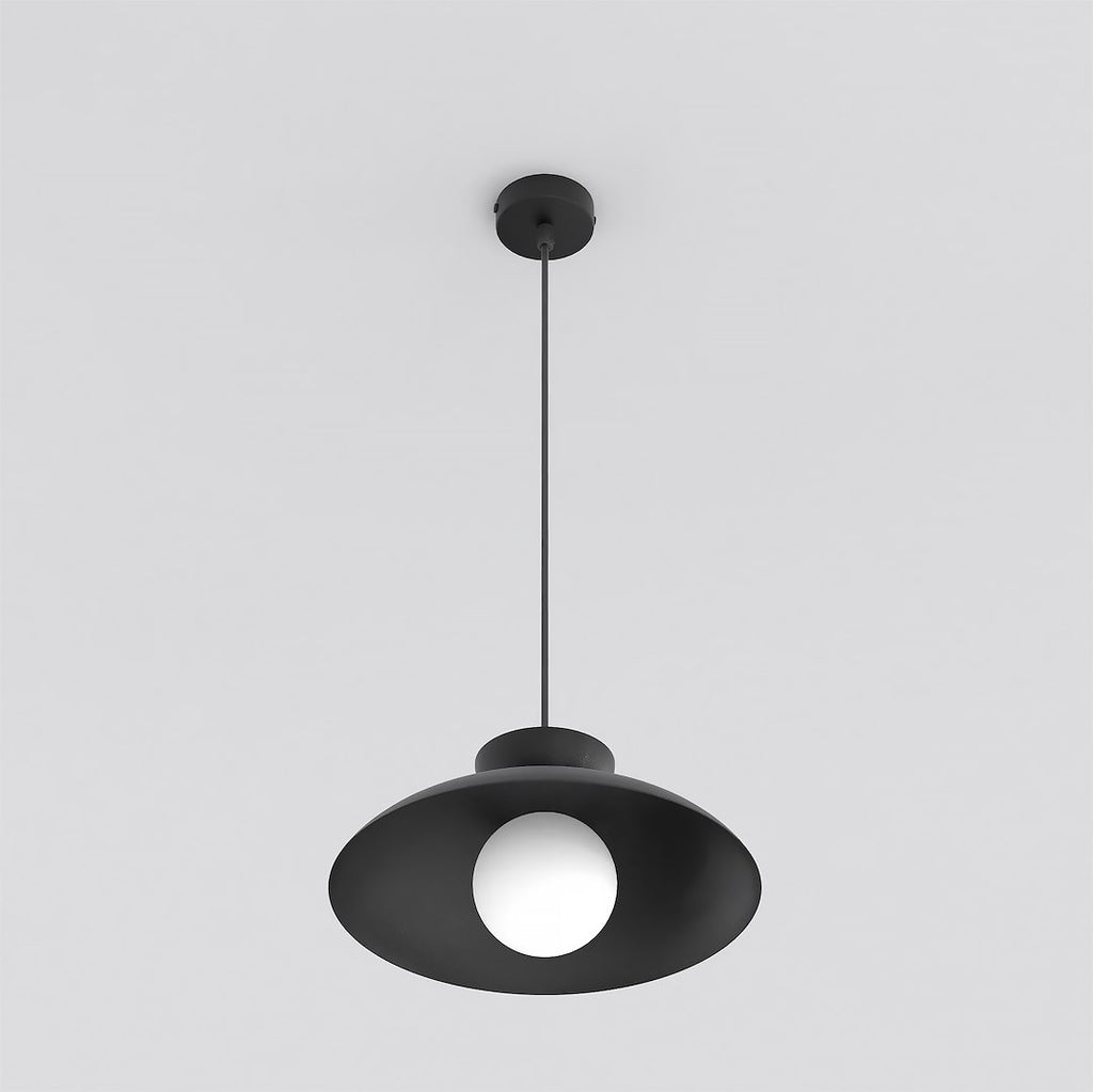 Hanglamp gepoedercoat staal en glas Mulan, zwart, 1 lamp, G9, Ø 10 cm kap, eettafel en kookeiland
