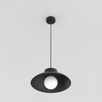 Hanglamp gepoedercoat staal en glas Mulan, zwart, 1 lamp, G9, Ø 10 cm kap, eettafel en kookeiland