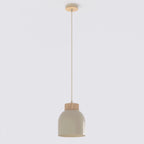 Hanglamp gepoedercoat staal en multiplex Vigo 1 Scandinavisch, beige, Ø 18 cm, 1 lichtpunt E27, hoogte verstelbaar