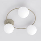 Plafondlamp gepoedercoat staal en glas Sopra, beige, Ø 47 cm, 3 fittingen E14 voor woonkamer, slaapkamer en hal