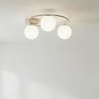Plafondlamp gepoedercoat staal en glas Sopra, beige, Ø 47 cm, 3 fittingen E14 voor woonkamer, slaapkamer en hal