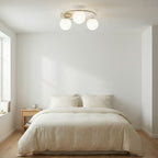 Plafondlamp gepoedercoat staal en glas Sopra, beige, Ø 47 cm, 3 fittingen E14 voor woonkamer, slaapkamer en hal