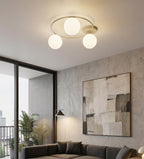 Plafondlamp gepoedercoat staal en glas Sopra, beige, Ø 47 cm, 3 fittingen E14 voor woonkamer, slaapkamer en hal