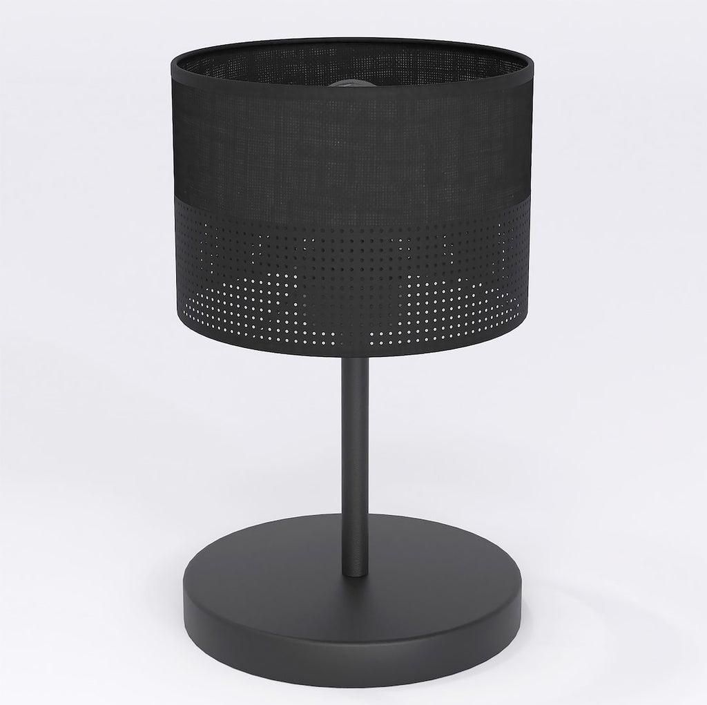 Tafellamp gepoedercoat staal minimalistisch Karbon zwart, stoffen kap Ø 20 cm, E27 – bureau en nachtkastje