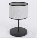 Tafellamp gepoedercoat staal minimalistisch Eco grijs met zwarte accenten, stoffen kap Ø 20 cm, E27
