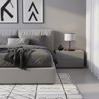 Tafellamp gepoedercoat staal minimalistisch Eco grijs met zwarte accenten, stoffen kap Ø 20 cm, E27