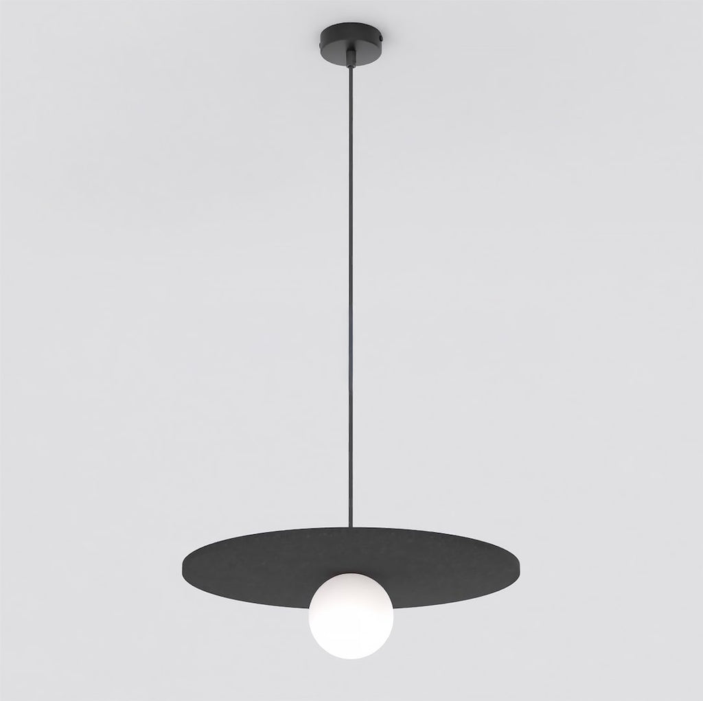 Hanglamp vilt en gepoedercoat staal Calma boho zwart, Ø 40 cm, 1 fitting G9, voor slaapkamer of woonkamer