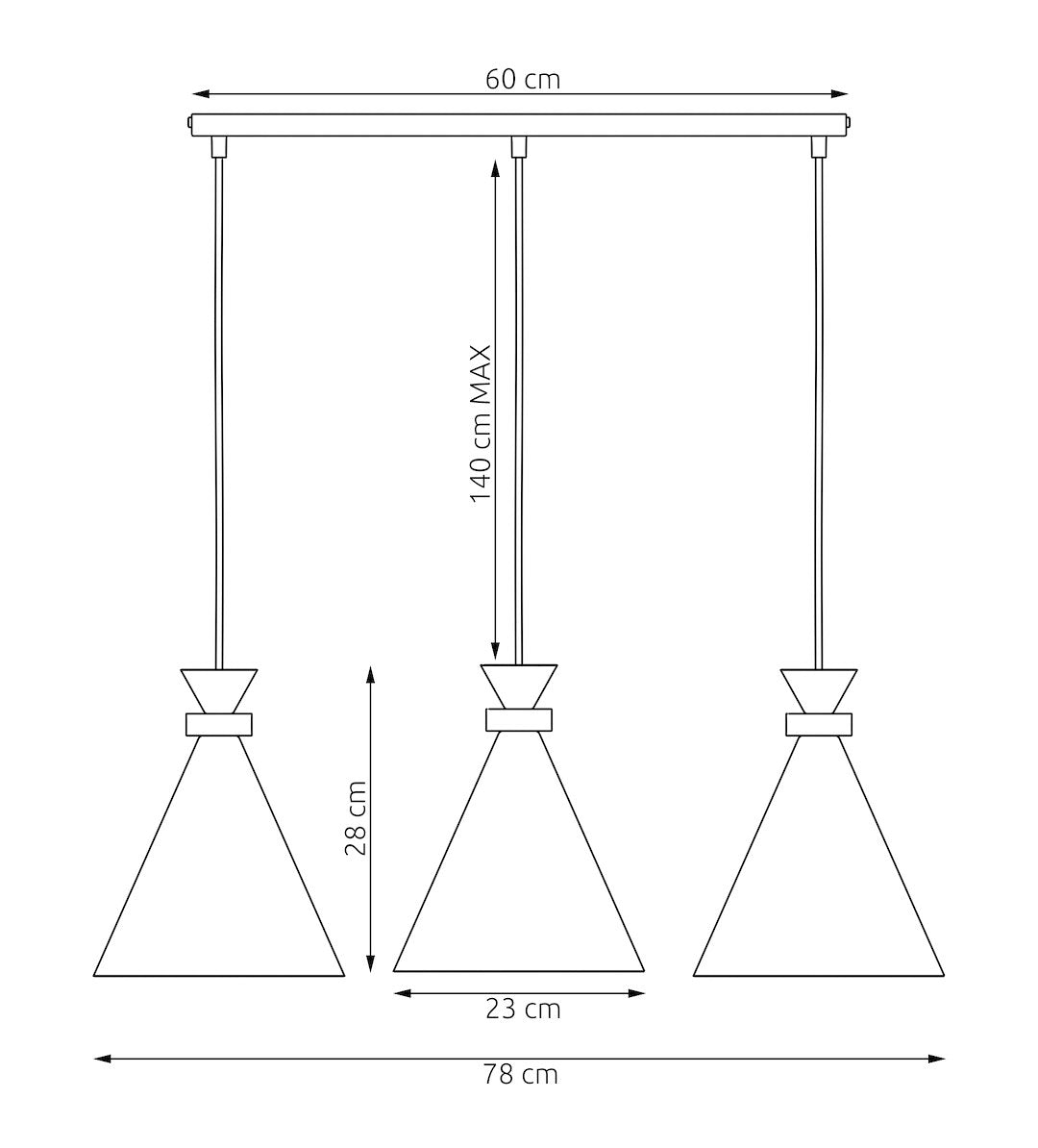 Hanglamp gepoedercoat staal en hout Scandinavisch wit met 3 fittingen E27, 78 cm breed, hoogte verstelbaar