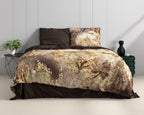 Dekbedovertrek katoensatijn Wild Inferno taupe 240 x 220 cm, met 2 kussenslopen 60 x 70 cm