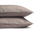 Dekbedovertrek Egyptisch katoen perkal T200 effen taupe 200 x 200/260 cm, met hotelsluiting kussenslopen 80 x 80 cm