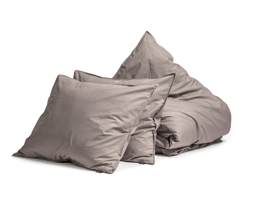 Dekbedovertrek Egyptisch katoen perkal T200 effen taupe 200 x 200/260 cm, met hotelsluiting kussenslopen 80 x 80 cm