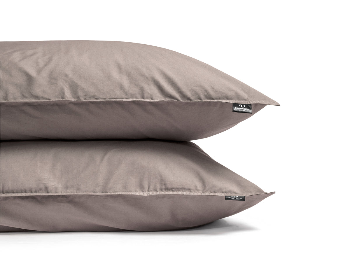 Dekbedovertrek Egyptisch katoen perkal effen taupe 240 x 200/260 cm, met kussenslopen 80 x 80 cm