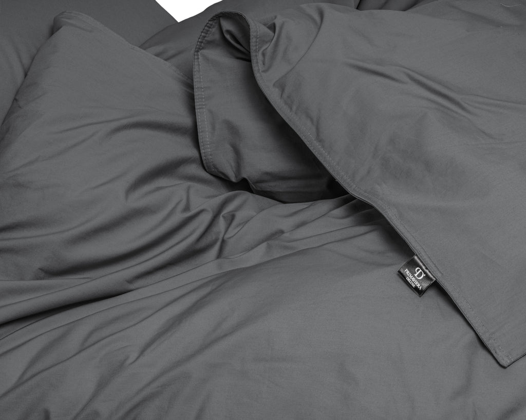 Dekbedovertrek Egyptisch katoen perkal T200 antraciet 140 x 200/260 cm, met kussenslopen 80 x 80 cm
