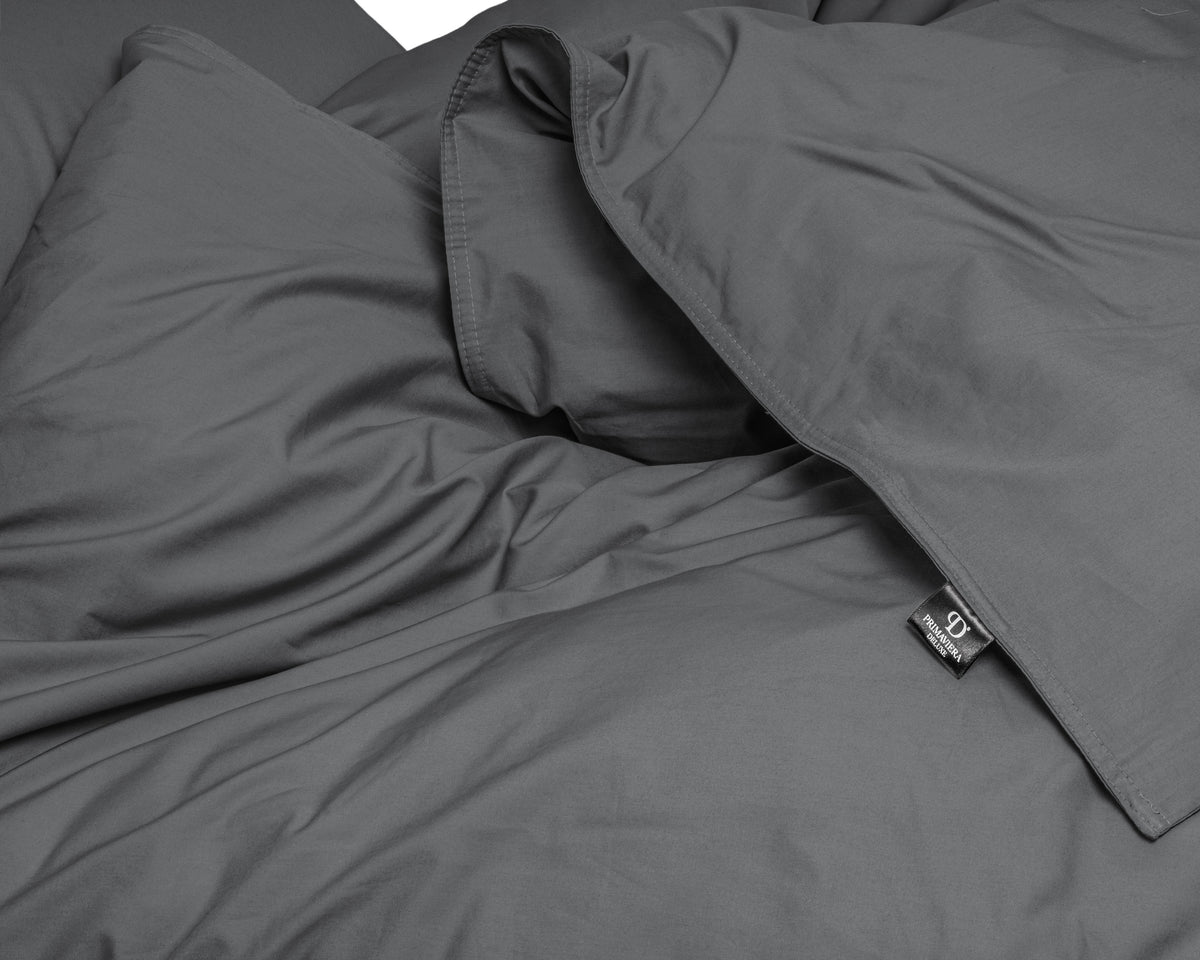 Dekbedovertrek Egyptisch katoen perkal T200 antraciet 140 x 200/260 cm, met kussenslopen 80 x 80 cm