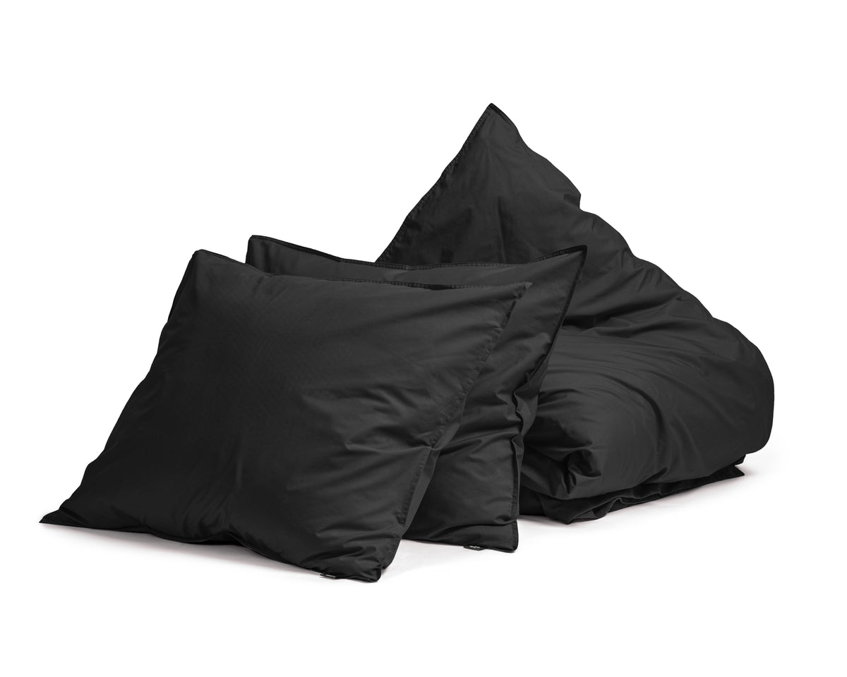 Dekbedovertrek Egyptisch katoen perkal effen zwart 200 x 200/260 cm, met kussenslopen 80 x 80 cm