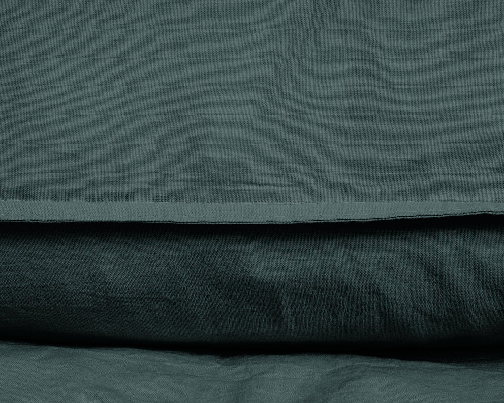 Dekbedovertrek katoen stonewashed donkergroen 200 x 220 cm, met 2 kussenslopen 60 x 70 cm