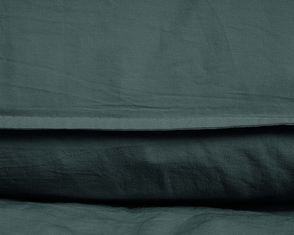 Dekbedovertrek katoen stonewashed donkergroen 200 x 220 cm, met 2 kussenslopen 60 x 70 cm
