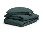 Dekbedovertrek katoen stonewashed donkergroen 200 x 220 cm, met 2 kussenslopen 60 x 70 cm