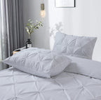 Dekbedovertrek katoen pintuck Salvador wit 200 x 220 cm, met kussenslopen 60 x 70 cm