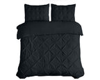 Dekbedovertrek katoen ranforce pintuck zwart 200 x 220 cm, met kussenslopen 60 x 70 cm