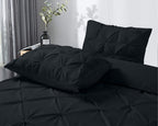 Dekbedovertrek katoen ranforce pintuck zwart 200 x 220 cm, met kussenslopen 60 x 70 cm