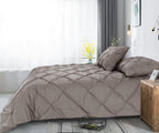 Dekbedovertrek katoen pintuck Salvador taupe 200 x 220 cm, met 2 kussenslopen 60 x 70 cm