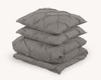 Dekbedovertrek katoen pintuck Salvador taupe 200 x 220 cm, met 2 kussenslopen 60 x 70 cm