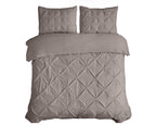 Dekbedovertrek katoen pintuck Salvador taupe 200 x 220 cm, met 2 kussenslopen 60 x 70 cm