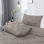 Dekbedovertrek katoen pintuck Salvador taupe 200 x 220 cm, met 2 kussenslopen 60 x 70 cm