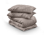 Dekbedovertrek katoen pintuck Salvador taupe 240 x 220 cm, met 2 kussenslopen 60 x 70 cm