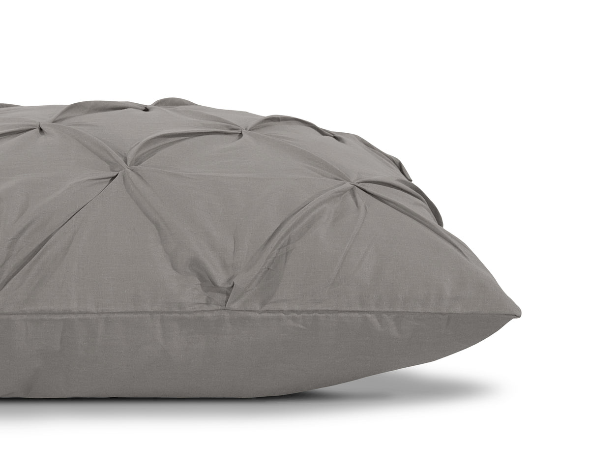 Dekbedovertrek katoen pintuck Salvador taupe 240 x 220 cm, met 2 kussenslopen 60 x 70 cm