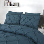 Dekbedovertrek katoen pintuck Salvador blauw 140 x 220 cm, met 1 kussensloop 60 x 70 cm