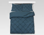 Dekbedovertrek katoen pintuck Salvador blauw 140 x 220 cm, met 1 kussensloop 60 x 70 cm
