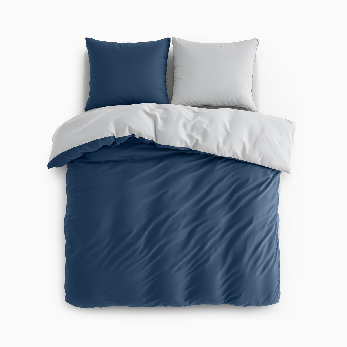Dekbedovertrek micropercal omkeerbaar marineblauw/wit 140 x 220 cm, met kussensloop 60 x 70 cm