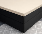 Topper hoeslaken katoensatijn zand 90 x 220 cm, T210, voor oplegmatrassen tot 12 cm