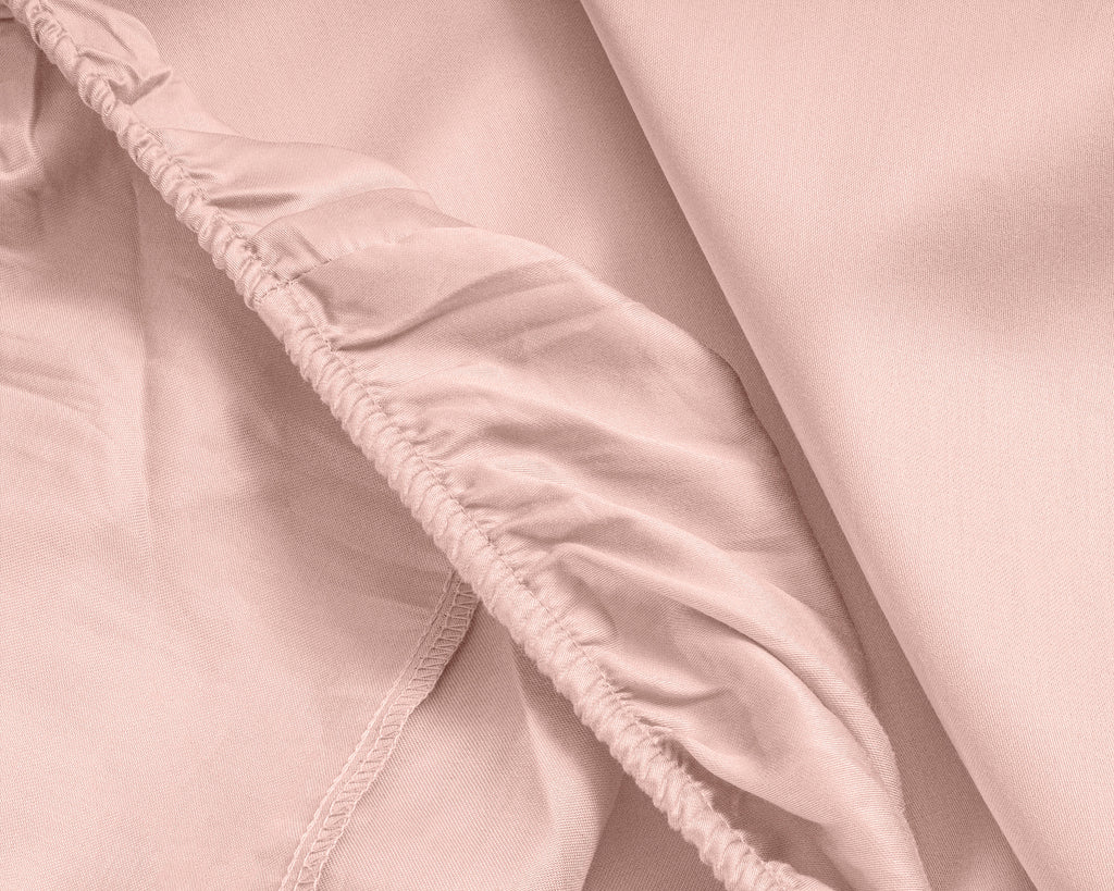 Topperhoeslaken katoensatijn T210 roze 90 x 220 cm, hoekhoogte 15 cm, voor oplegmatras