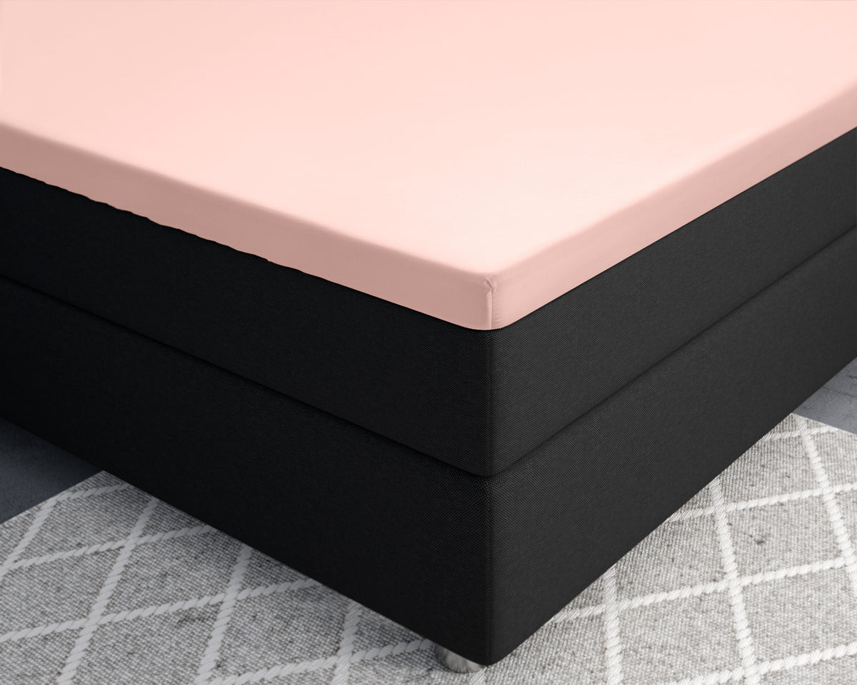 Topper hoeslaken katoensatijn roze 180 x 220 cm, T210, hoekhoogte 15 cm
