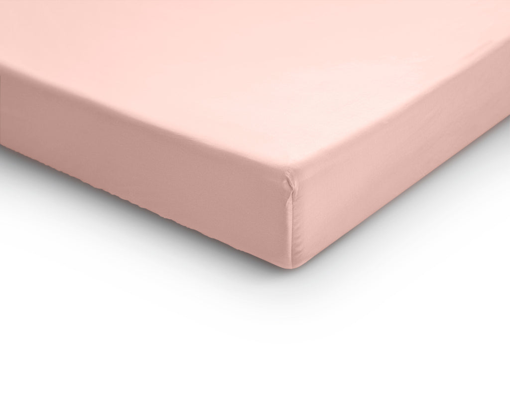 Splittopper hoeslaken katoensatijn roze 160 x 200 cm, hoekhoogte 15 cm, voor split-oplegmatrassen