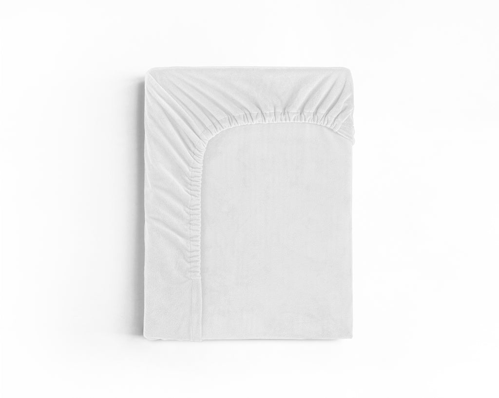 Hoeslaken velvet polyester wit 90 x 200 cm, hoekhoogte 30 cm, voor eenpersoonsbed