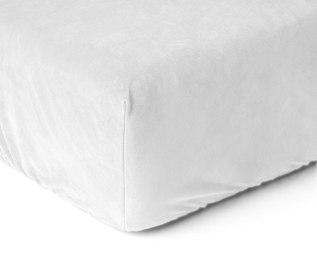 Hoeslaken velvet polyester wit 90 x 200 cm, hoekhoogte 30 cm, voor eenpersoonsbed